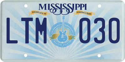 MS license plate LTM030