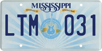 MS license plate LTM031