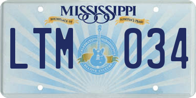 MS license plate LTM034