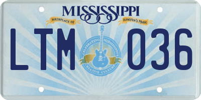 MS license plate LTM036