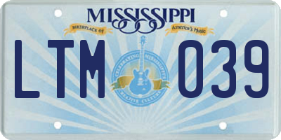 MS license plate LTM039
