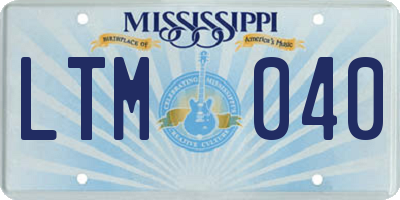 MS license plate LTM040