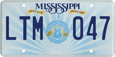 MS license plate LTM047