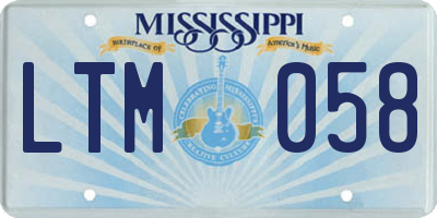 MS license plate LTM058