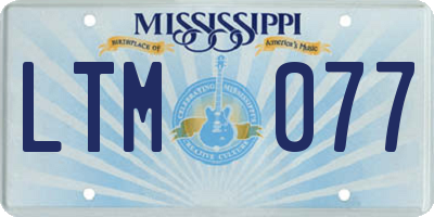 MS license plate LTM077