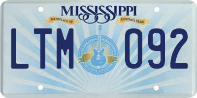 MS license plate LTM092