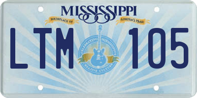 MS license plate LTM105