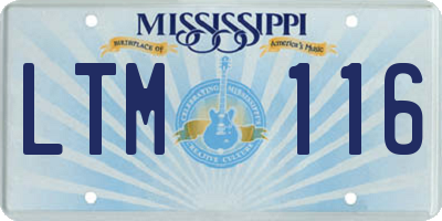 MS license plate LTM116