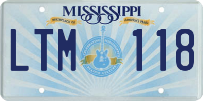 MS license plate LTM118