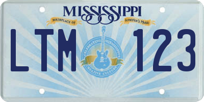 MS license plate LTM123