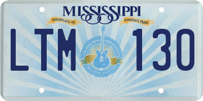 MS license plate LTM130