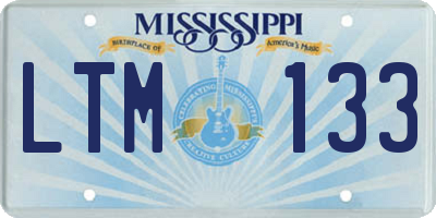 MS license plate LTM133