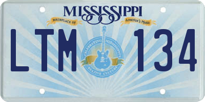 MS license plate LTM134
