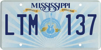MS license plate LTM137