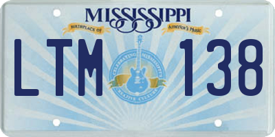 MS license plate LTM138