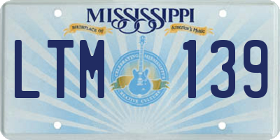 MS license plate LTM139