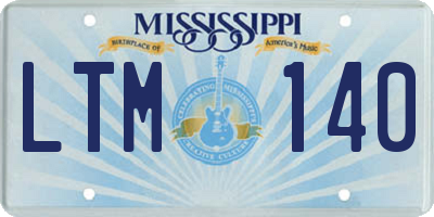 MS license plate LTM140