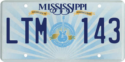 MS license plate LTM143