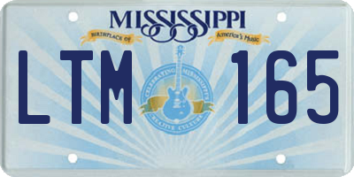MS license plate LTM165