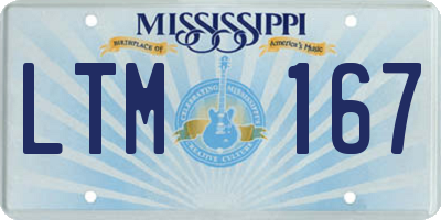 MS license plate LTM167