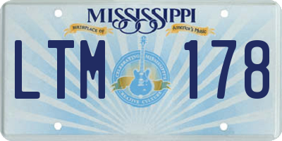 MS license plate LTM178