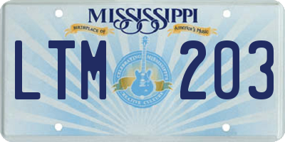 MS license plate LTM203