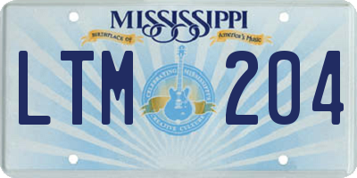 MS license plate LTM204