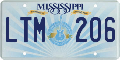 MS license plate LTM206