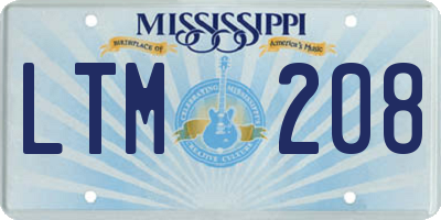 MS license plate LTM208