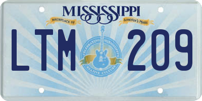 MS license plate LTM209