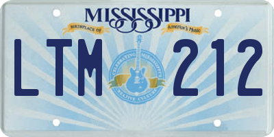 MS license plate LTM212