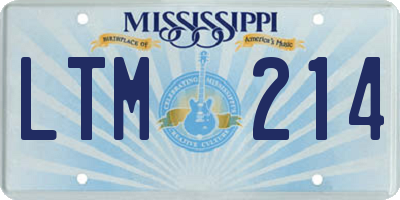 MS license plate LTM214