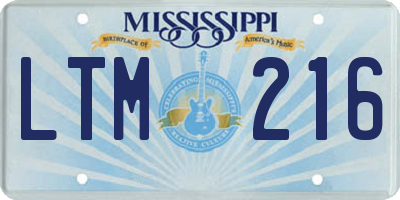 MS license plate LTM216