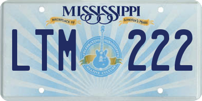 MS license plate LTM222