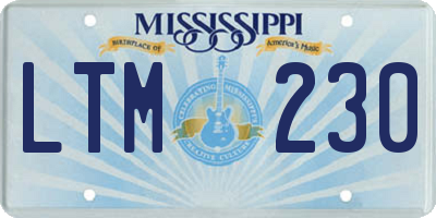MS license plate LTM230