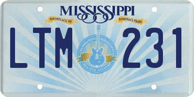 MS license plate LTM231
