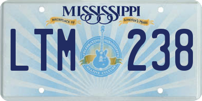 MS license plate LTM238