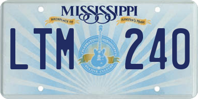 MS license plate LTM240