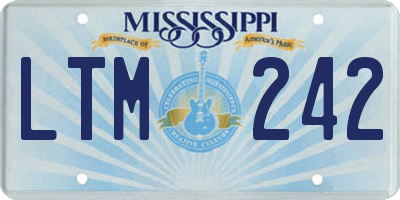 MS license plate LTM242