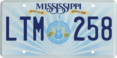 MS license plate LTM258