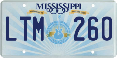 MS license plate LTM260