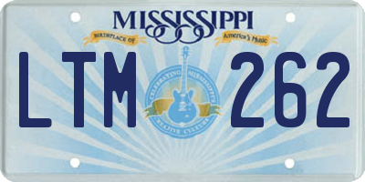 MS license plate LTM262