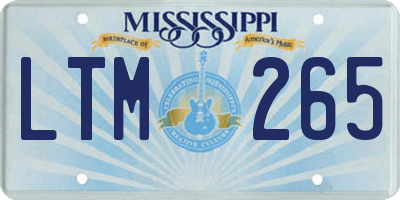 MS license plate LTM265