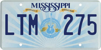 MS license plate LTM275
