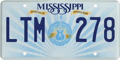 MS license plate LTM278