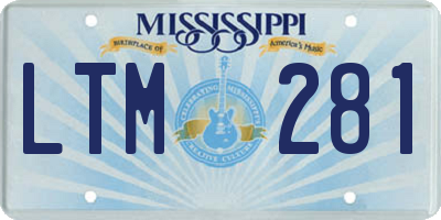 MS license plate LTM281