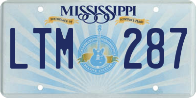 MS license plate LTM287