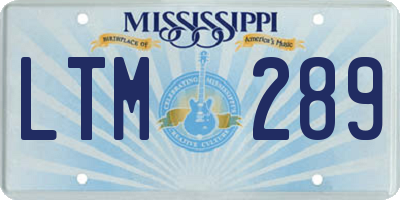 MS license plate LTM289