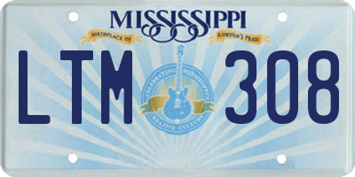 MS license plate LTM308