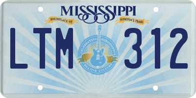MS license plate LTM312